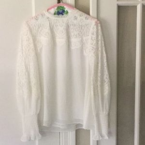 White House Black Market Ecru Lace Blouse